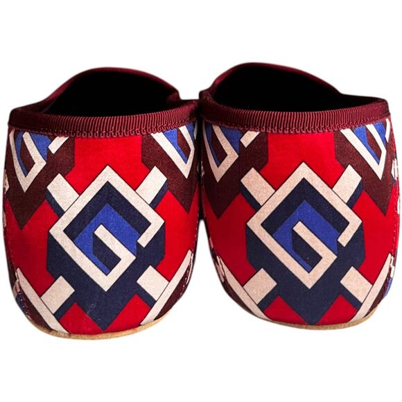 Gucci Red Satin Voyage Geometric G Print Slipper Shoes, US8 - Picture 11 of 16